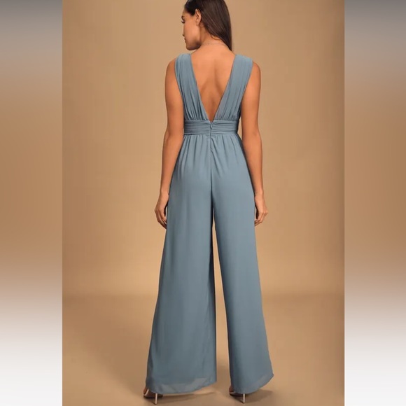 NWT Lulus Divine Muse Slate Blue Wide-Leg
Jumpsuit M - Picture 3 of 6